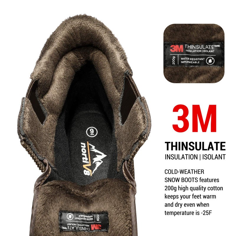 NORTIV 8 Men's Insulated Waterproof Winter Snow Boots Warm Outdoor Boots for Cold Weather,Size 11,Brown/Black,170410 - Image 2