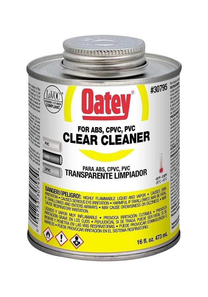 Oatey 16 oz Clear Cleaner for ABS, CPVC, and PVC Pipes - Image 1