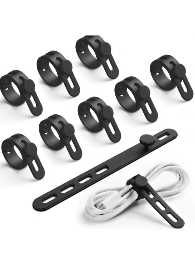 LEBOCADO 10Pack Reusable Silicone Cable Ties  - Adjustable Cord Organizer Straps with Secure Lock Buckle, Waterproof Elastic Wire Management for Home, Travel & Office - Image 1