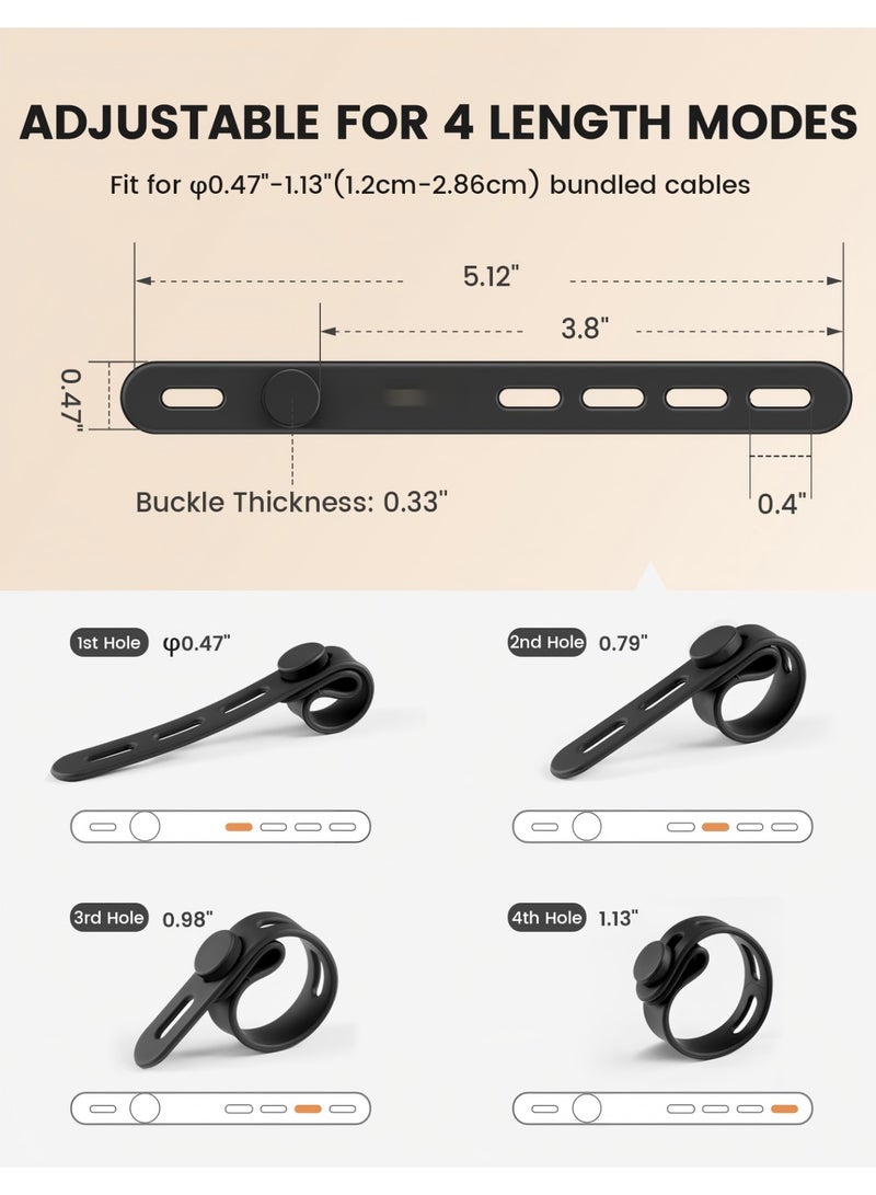 LEBOCADO 10Pack Reusable Silicone Cable Ties  - Adjustable Cord Organizer Straps with Secure Lock Buckle, Waterproof Elastic Wire Management for Home, Travel & Office - Image 5