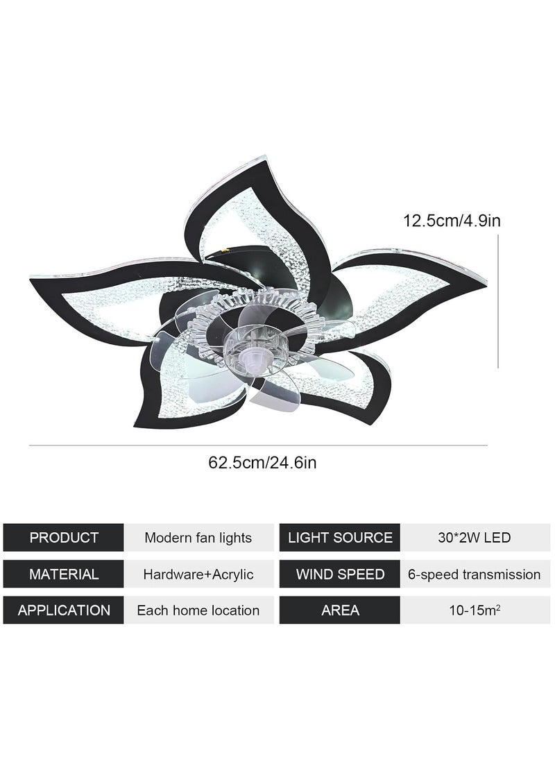 GEADI Ceiling Fan with Lights Remote Control, LED Dimmable Black Personalized Ceiling Fan with Light, 6 Speeds 3 Light Color Flush Mount Ceiling Fan for Kitchen Bedroom, Living Room, 62.5cm - Image 4