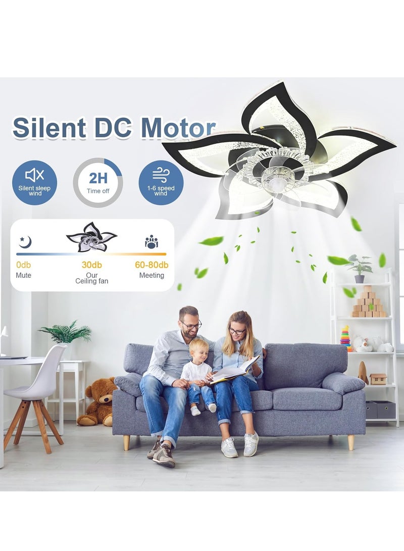 GEADI Ceiling Fan with Lights Remote Control, LED Dimmable Black Personalized Ceiling Fan with Light, 6 Speeds 3 Light Color Flush Mount Ceiling Fan for Kitchen Bedroom, Living Room, 62.5cm - Image 3
