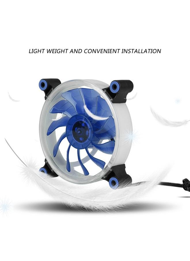 Thoraya FAN L18 12V DC 120mm LED Case Fan Large 4PIN & Small 3PIN Interface Cooling Fan (Blue)  - Image 2