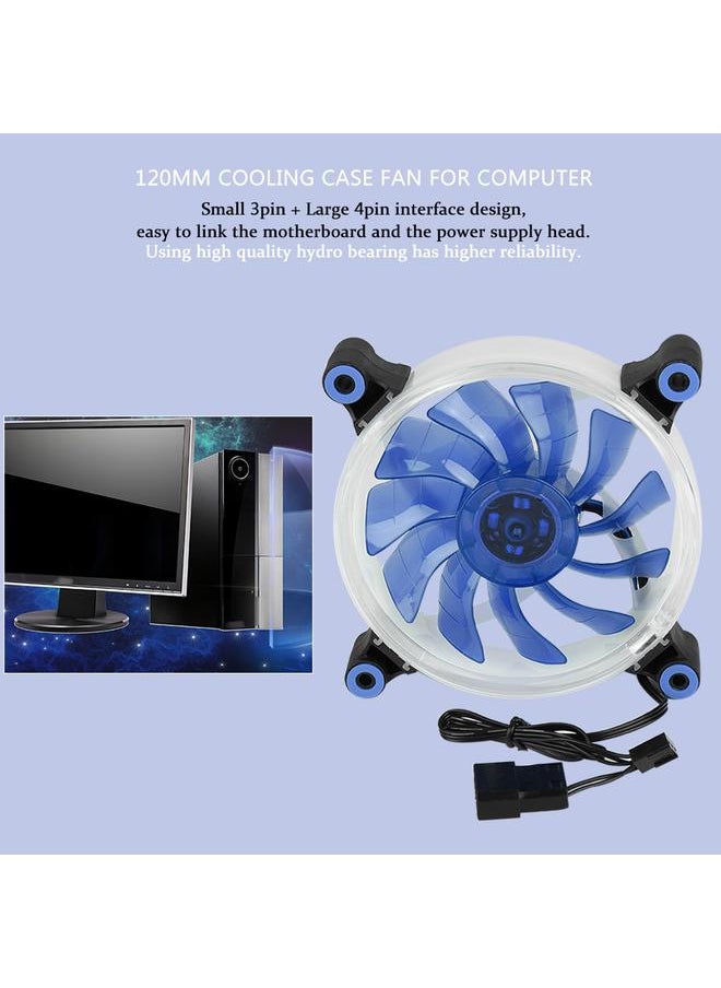 Thoraya FAN L18 12V DC 120mm LED Case Fan Large 4PIN & Small 3PIN Interface Cooling Fan (Blue)  - Image 4