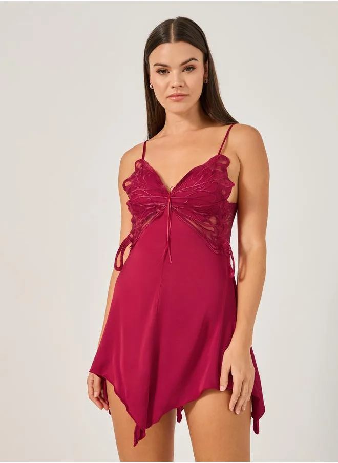 ستايلي Styli Butterfly Detail Babydoll with Handkerchief Hem