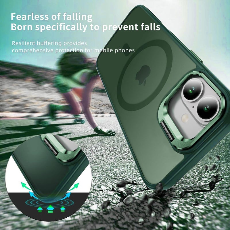 Elzzi حامل قابل للتعديل من البولي كربونات متوافق مع غلاف Mag Safe لهاتف آيفون 16، مع حامل كاميرا مدمج قابل للتعديل، غلاف هاتفي مضاد للصدمات مات شفاف (أزرق سماوي) - Image 5