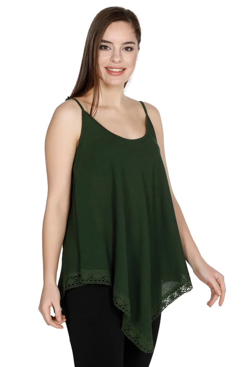 اكبينيز Strap Sile Cloth Cagla Blouse Green Ysl