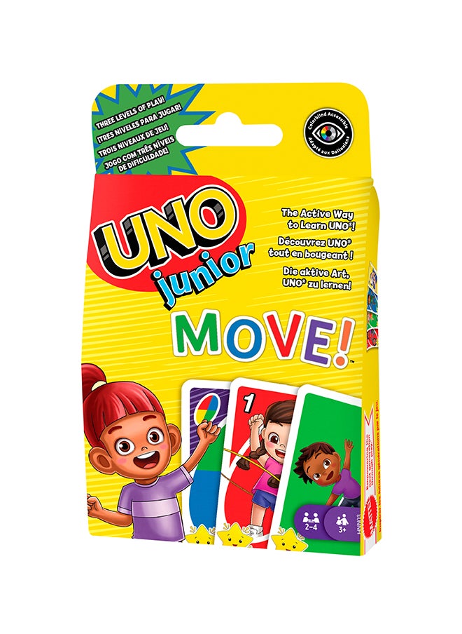 Mattel Games UNO Junior Move!  Kids Card Game with Action Rules for Family Night, Game Night, Travel, Camping and Party, UNO  Cards  - Image 1
