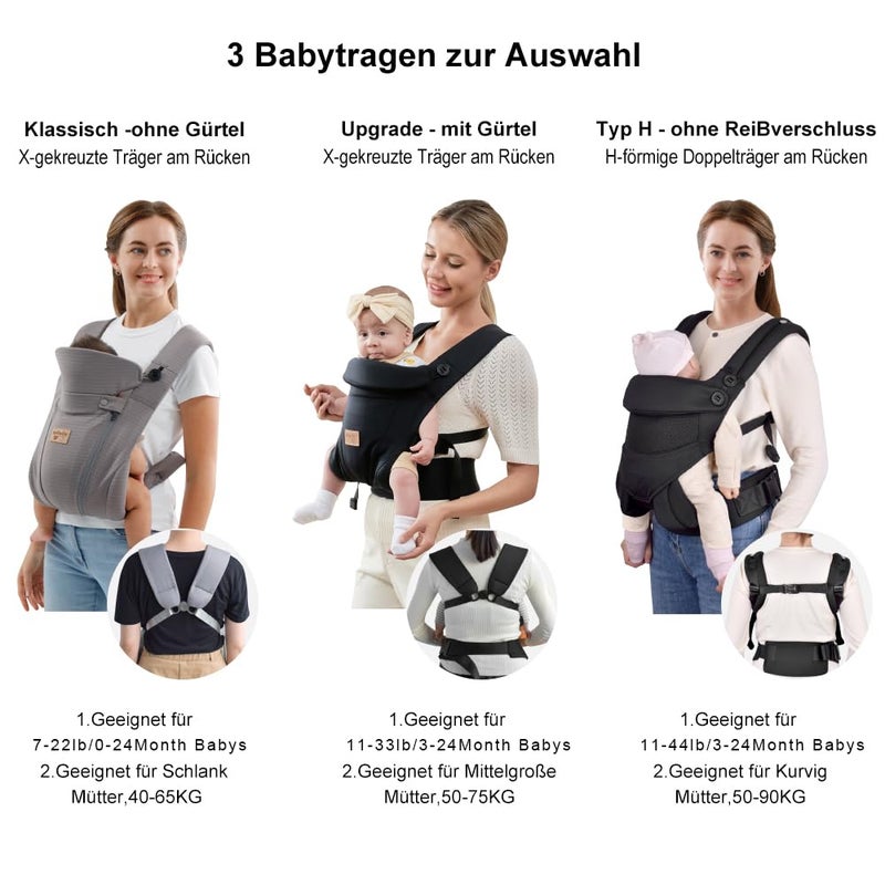 vrbabies New Upgrade Ergonomic Baby Carrier Newborn Toddler Wrap Carrier,Hands Free Baby Sitting Support Sling,Breathable,Perfect for Infants/Chest Sling for Babies Shower Gift (Black) - Image 5