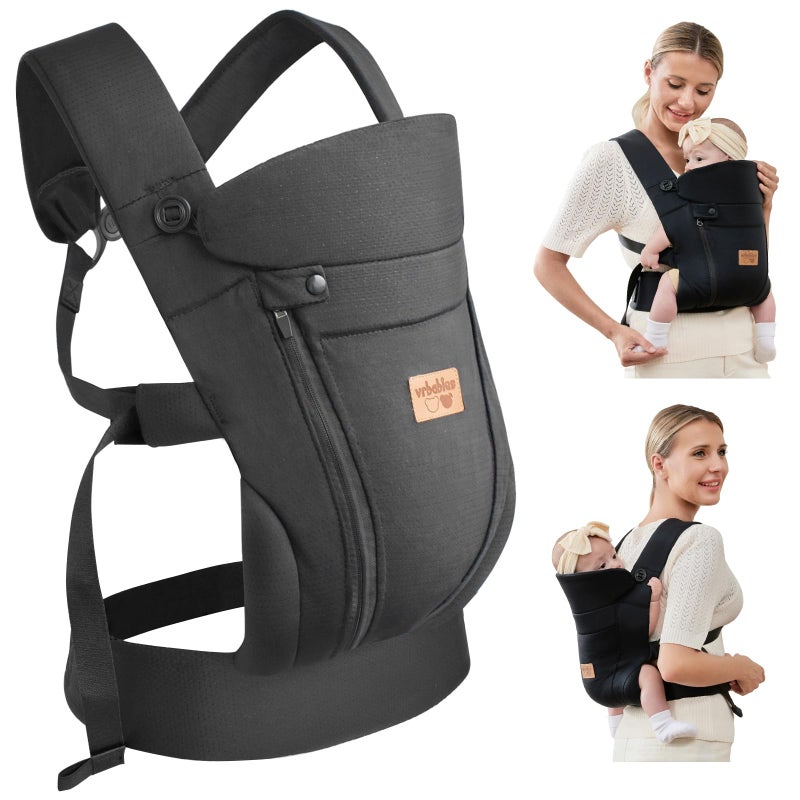 vrbabies New Upgrade Ergonomic Baby Carrier Newborn Toddler Wrap Carrier,Hands Free Baby Sitting Support Sling,Breathable,Perfect for Infants/Chest Sling for Babies Shower Gift (Black) - Image 1
