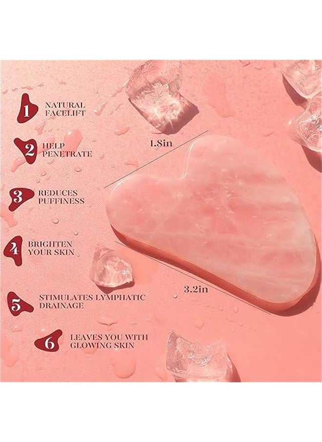 MOXO Jade Roller & Gua Sha Face Roller Facial Beauty Roller Skin Care Tools Self Care Pink Gift for Men Women Massager for Face Eyes Neck Relieve Fine Lines and Wrinkles  Rose Quartz  - Image 2