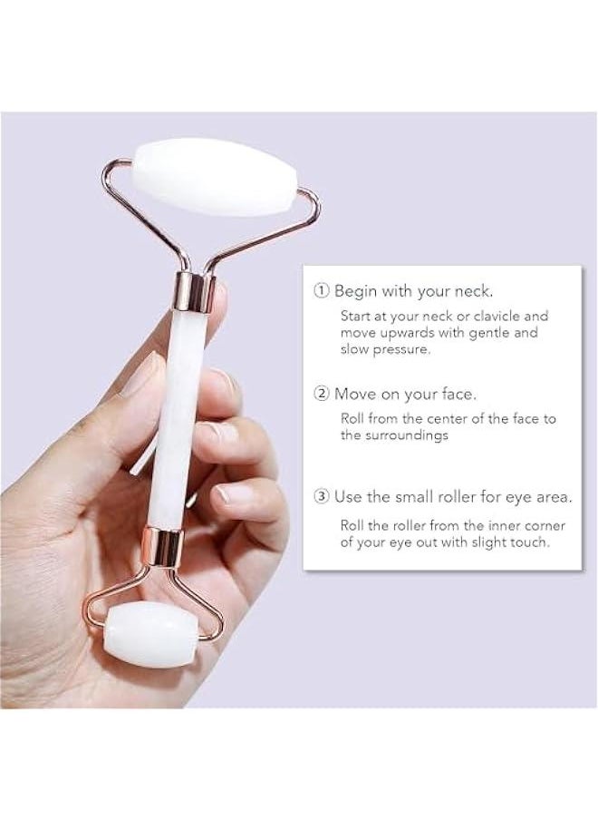 MOXO Jade Roller & Gua Sha Face Roller Facial Beauty Roller Skin Care Tools Self Care Pink Gift for Men Women Massager for Face Eyes Neck Relieve Fine Lines and Wrinkles  Rose Quartz  - Image 4