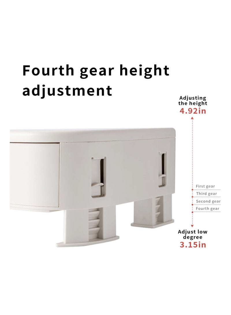 Adjustable Height Monitor Stand with Storage, White Computer Stand for Office Desk Organizers and Accessories, Ideal for Home & Office Use, Tablet Stand with Storage Solutions. - Image 5