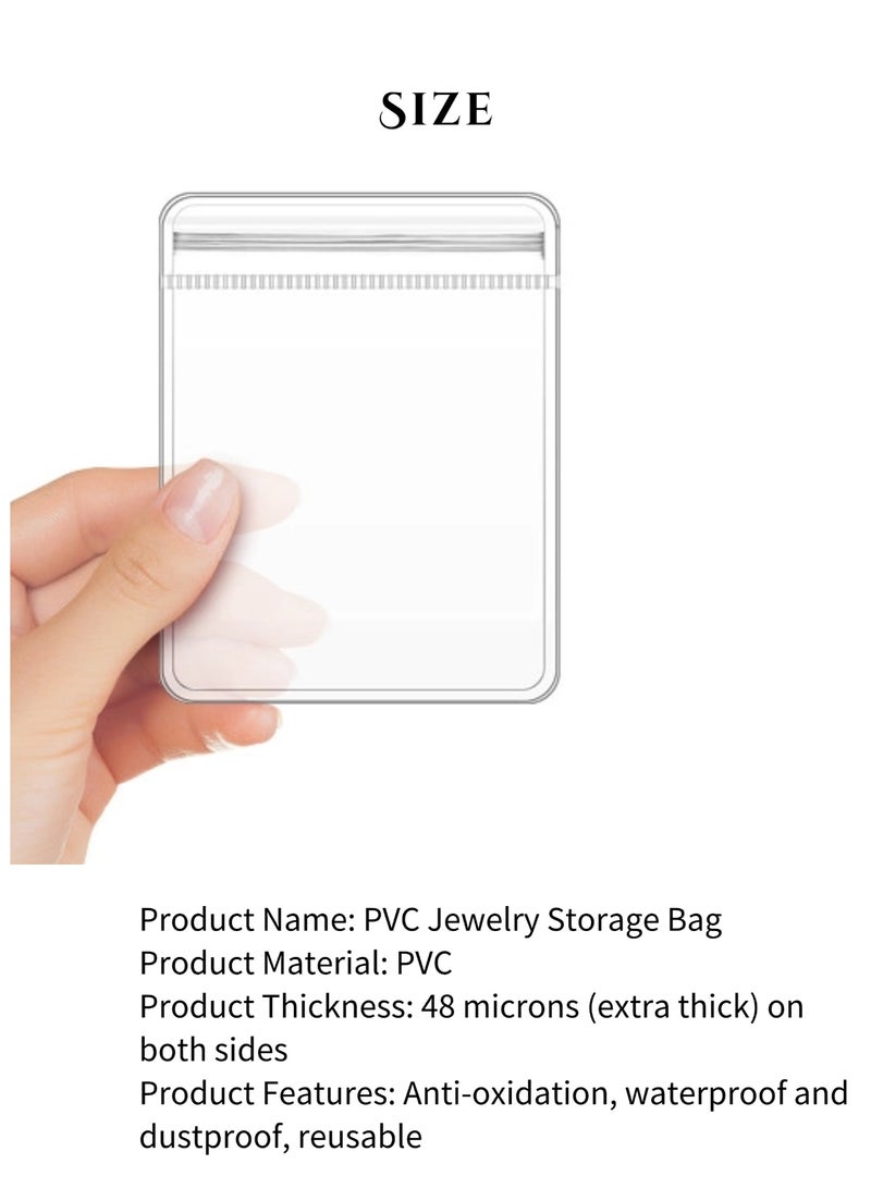 XIANGYA 5 Pcs Thicken Clear PVC Jewelry Bags - Plastic Transparent Jewelry Rings Earrings Packing Storage Pouch Anti Tarnish Lock Bags for Holding Jewelries (9*13CM） - Image 2