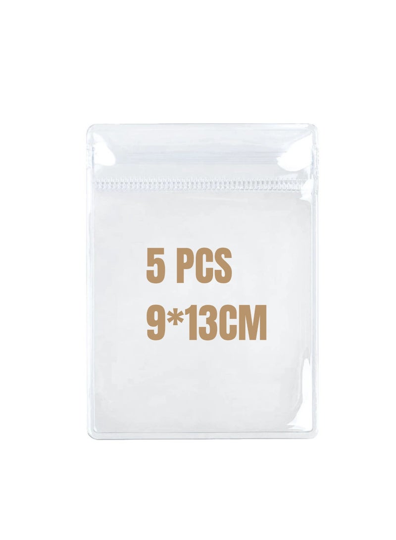 XIANGYA 5 Pcs Thicken Clear PVC Jewelry Bags - Plastic Transparent Jewelry Rings Earrings Packing Storage Pouch Anti Tarnish Lock Bags for Holding Jewelries (9*13CM） - Image 1