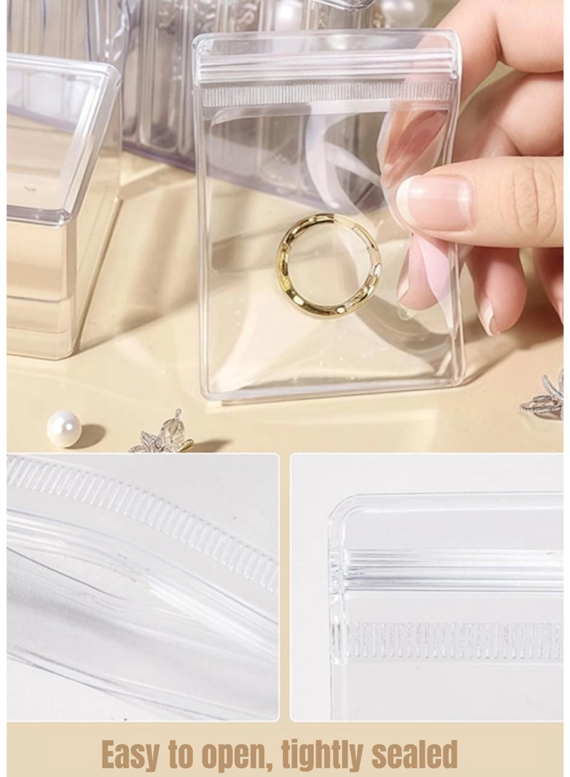 XIANGYA 5 Pcs Thicken Clear PVC Jewelry Bags - Plastic Transparent Jewelry Rings Earrings Packing Storage Pouch Anti Tarnish Lock Bags for Holding Jewelries (9*13CM） - Image 4