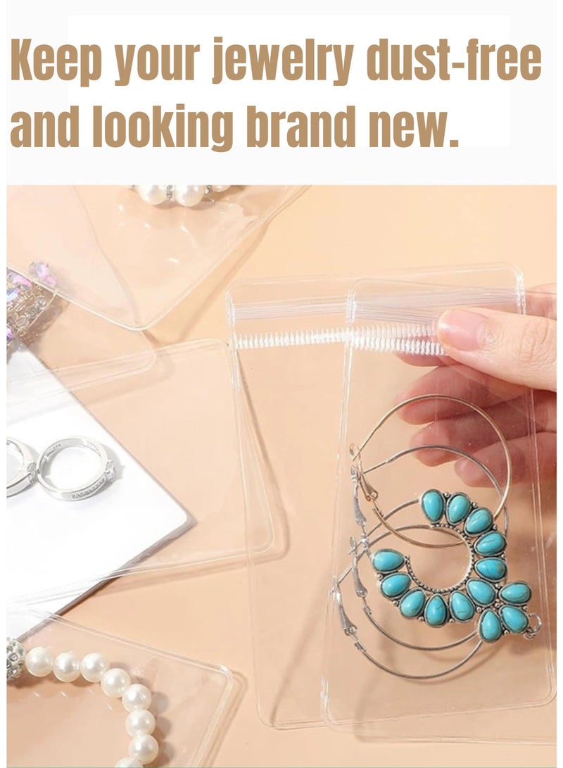 XIANGYA 5 Pcs Thicken Clear PVC Jewelry Bags - Plastic Transparent Jewelry Rings Earrings Packing Storage Pouch Anti Tarnish Lock Bags for Holding Jewelries (9*13CM） - Image 3