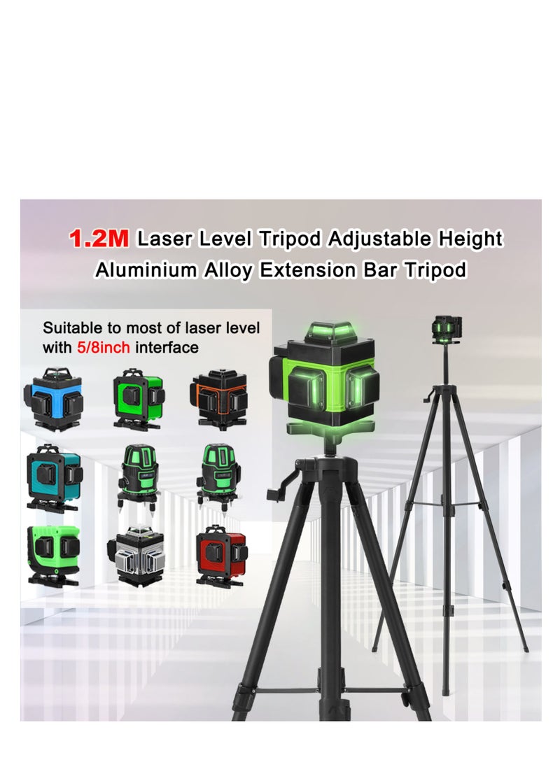Laser level tripod,tripod lightweight adjustable stand line lasers camera, with handle and bubble level, with 5/8"-11 male thread and 1/4"-11 screw adapter, carrying Bag Included