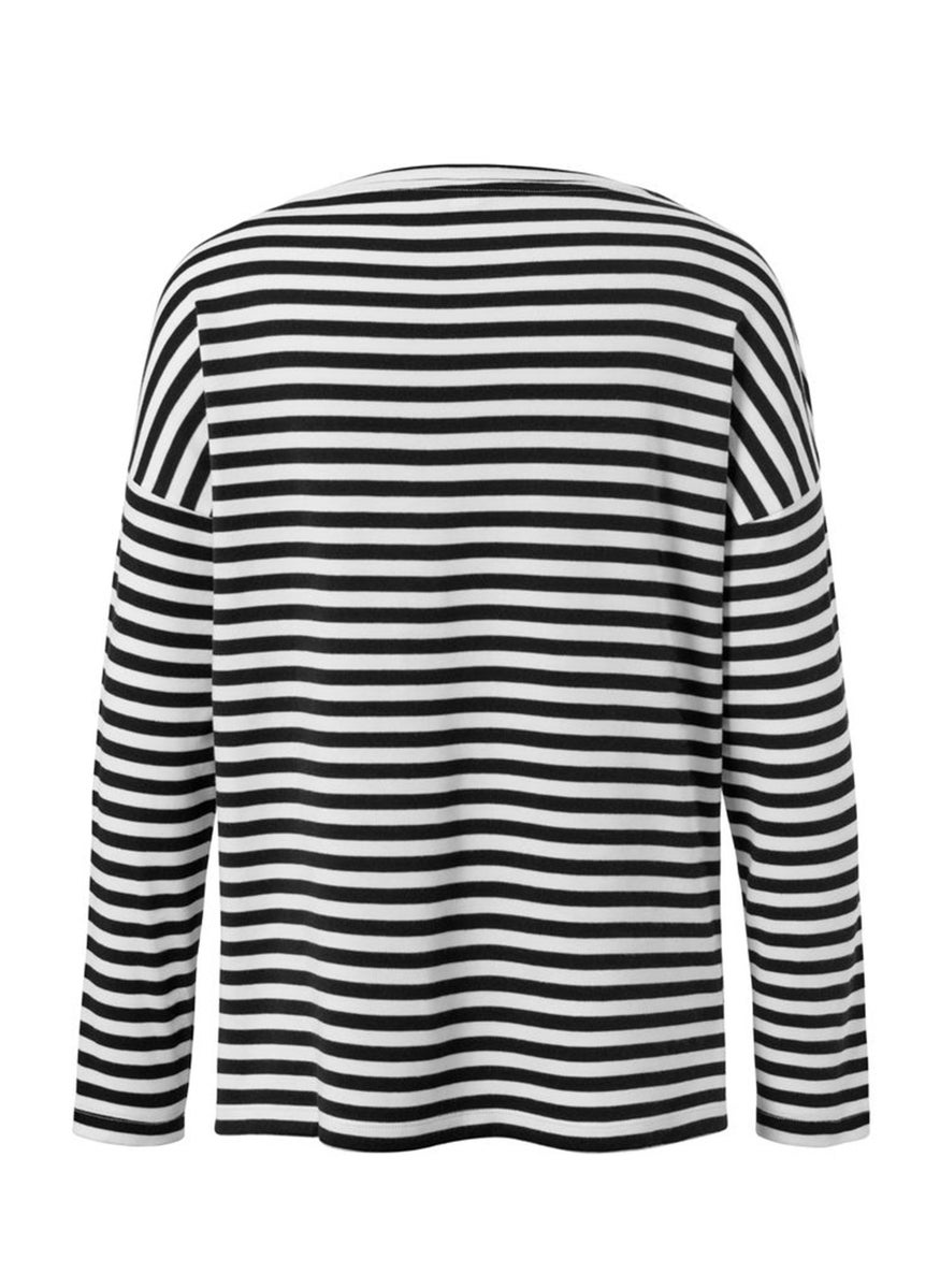 Tchibo Women Crew Neck Long Sleeves Stripe Top, White  - Image 3