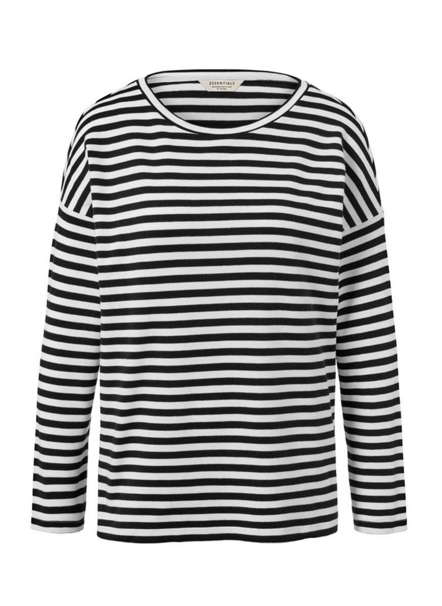 Tchibo Women Crew Neck Long Sleeves Stripe Top, White  - Image 2
