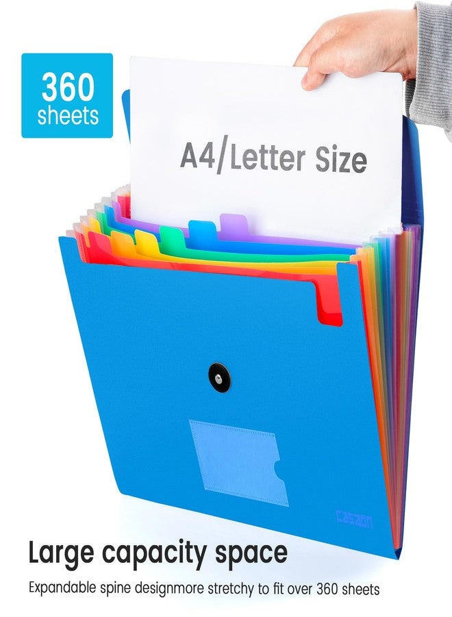 CASAON 13 Pocket Expanding File Folder Accordian File Organizer, A4 Letter Size Paper Document Receipt Holder for School Office Supplies, Blue - Image 5