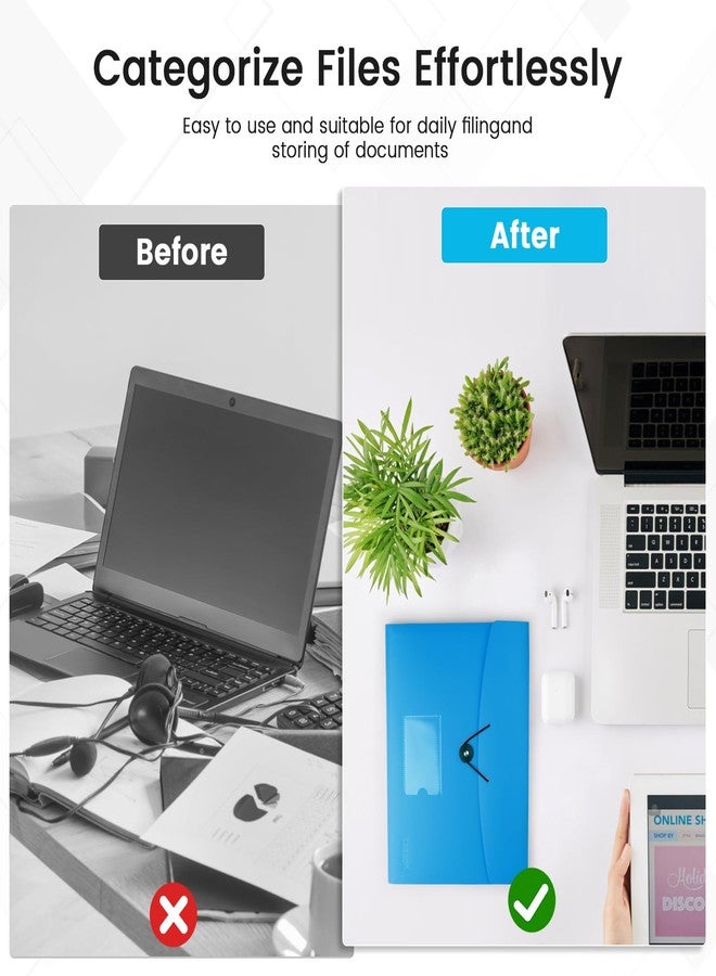 CASAON 13 Pocket Expanding File Folder Accordian File Organizer, A4 Letter Size Paper Document Receipt Holder for School Office Supplies, Blue - Image 4