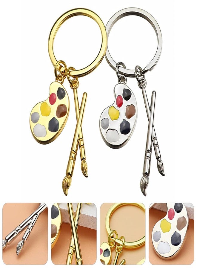 BESTOYARD 2Pcs Creative Metal Palette Keychain Set Artist Color Wheel Key Rings for Art Supplies Organizer and - Image 4