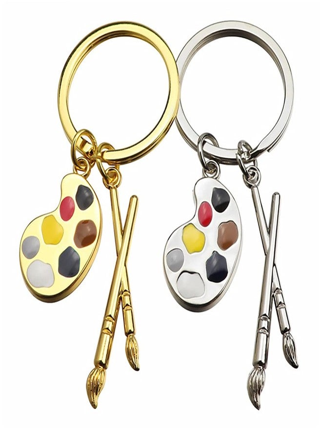 BESTOYARD 2Pcs Creative Metal Palette Keychain Set Artist Color Wheel Key Rings for Art Supplies Organizer and - Image 1