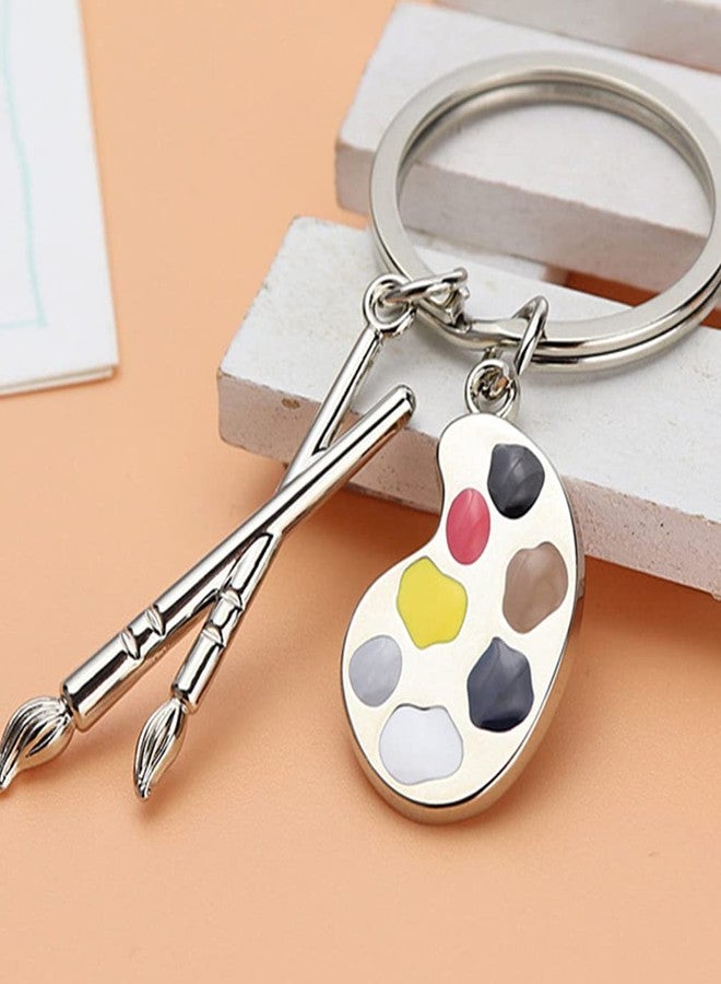BESTOYARD 2Pcs Creative Metal Palette Keychain Set Artist Color Wheel Key Rings for Art Supplies Organizer and - Image 2
