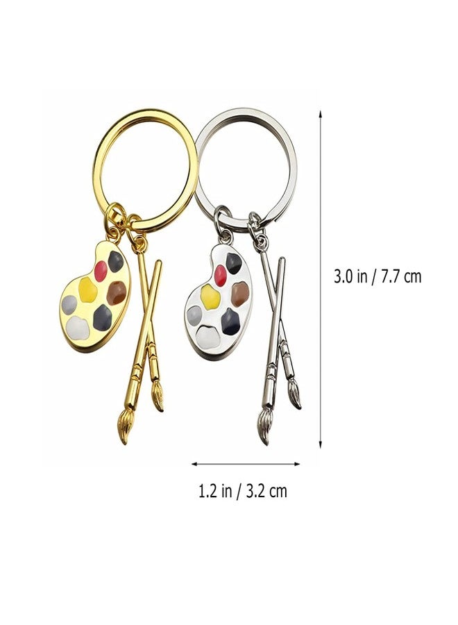 BESTOYARD 2Pcs Creative Metal Palette Keychain Set Artist Color Wheel Key Rings for Art Supplies Organizer and - Image 3