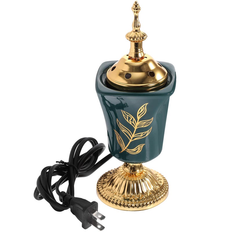 مدخنة بخور كهربائية خضراء مبخرة ناشر عطر على الطراز الشرقي الأوسط محمول زينة منزلية للمناسبات - Image 2