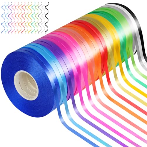 vivinin 27 Roll Curling Ribbon 316 Inch x 328 Yard Balloon String 15 Colors Ribbons for Crafts Balloon String Ribbon for Party Festival Florist Flower - Image 2