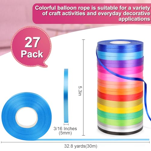 vivinin 27 Roll Curling Ribbon 316 Inch x 328 Yard Balloon String 15 Colors Ribbons for Crafts Balloon String Ribbon for Party Festival Florist Flower - Image 5