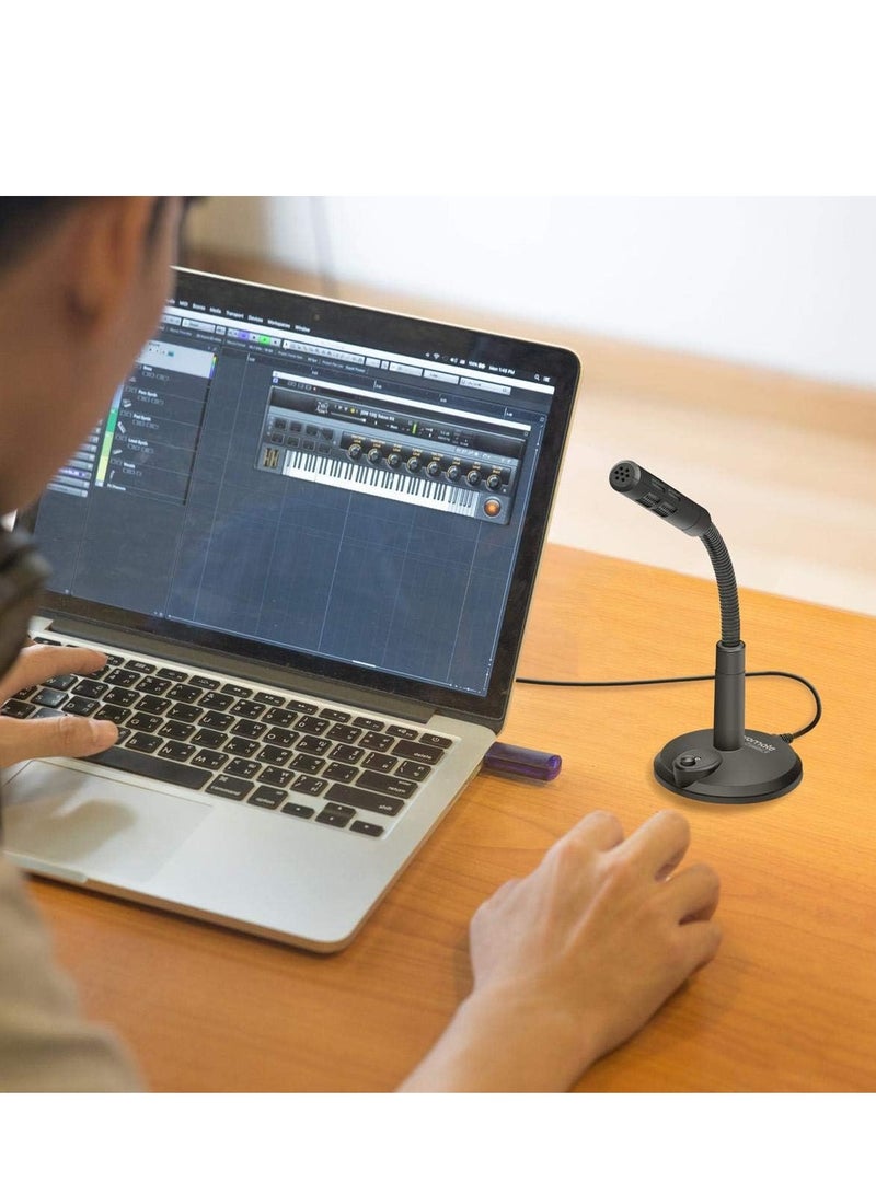 Multimedia Wired Handsfree Condenser Microphone Mic with Stand and 3.5mm Connecter for PC Laptop - Image 4
