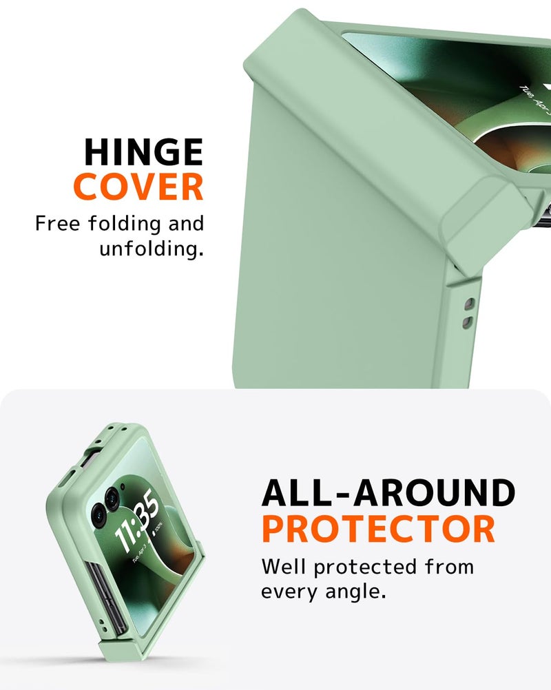 NINKI Moto Razr 60 Ultra Case 2025 with Hinge Protector,Moto Razr Ultra 2025 Phone Cases for Motorola Razr 60 Ultra 2025 Cover Women,Slim Hinge Protection for Motorola Razr 60 Ultra Phone Case Green - Image 3