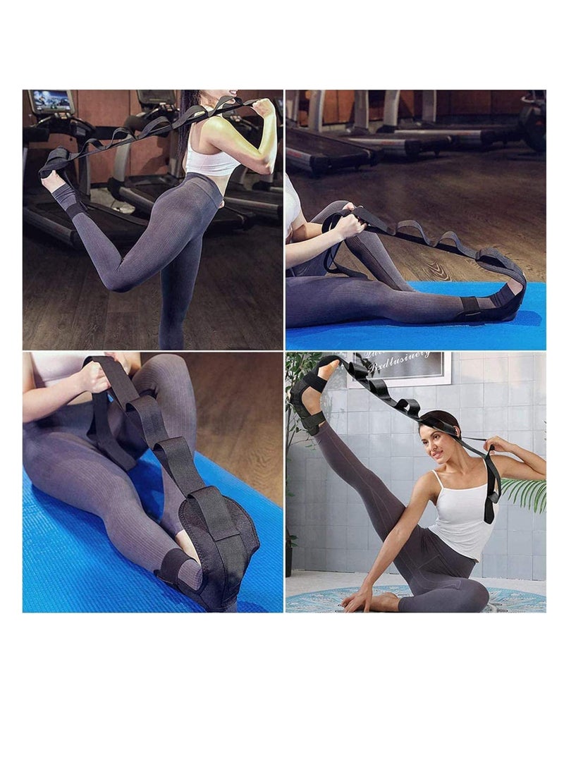 الساق تمتد الفرقة، حلقات متعددة القدم تمتد الشريط، القابلة للتعديل الساق الممتد - العجل Hamstring القدم الكاحل الممتد للالتهاب النصبي، التهاب الأوتار الآخيلية، اليوغا بيلاتس، العلاج البدني (HR0001-الأزرق) - Image 5