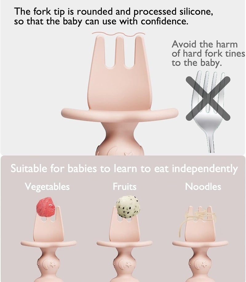 HEYTUYA 12 Pack Baby Utensils Silicone Baby Spoons Self Feeding and Baby Forks Toddler Utensils for Baby Led Weaning Chewable Utensils First Stage - Image 5