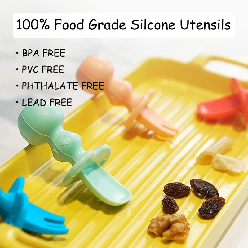 HEYTUYA 12 Pack Baby Utensils Silicone Baby Spoons Self Feeding and Baby Forks Toddler Utensils for Baby Led Weaning Chewable Utensils First Stage - Image 4