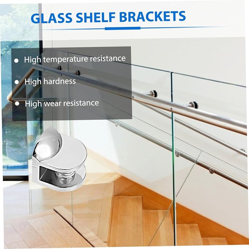 Tehaux Alloy Glass Shelf Brackets And Clamps Set Of 8 For Bathroom And Wine Cabinets - Image 4