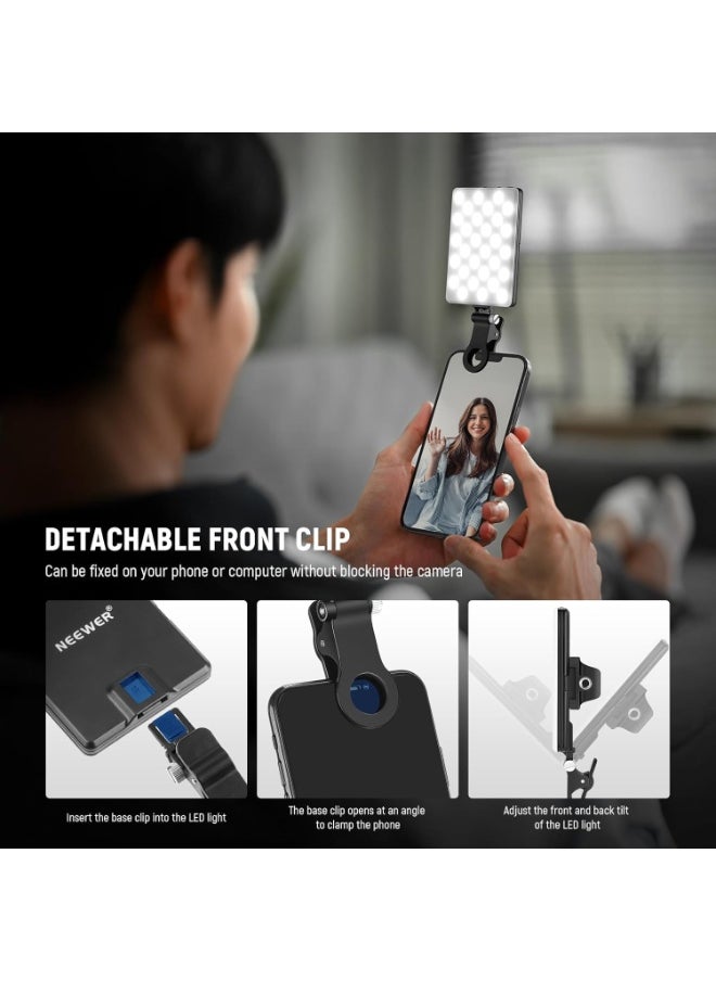 Generic 60 LED High Power Rechargeable Clip Fill Video Light with Front & Back Clip, Adjusted 3 Light Modes for Phone, iPhone, Android, iPad, Laptop, for Makeup, Selfie, Vlog, Video ConferenceBasic Selfie Light with Front & Back Phone Clip, 60 LED 2000mAh Rechargeable CRI 95+,3 Light Modes,Portable Clip on Light for Phone/Tablet/Laptop, Zoom Call TikTok Video Fill Light  - Image 5