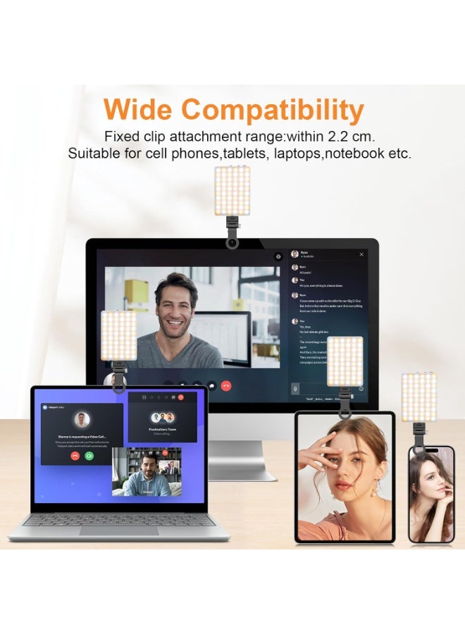60 LED High Power Rechargeable Clip Fill Video Light with Front & Back Clip, Adjusted 3 Light Modes for Phone, iPhone, Android, iPad, Laptop, for Makeup, Selfie, Vlog, Video Conference - Image 5