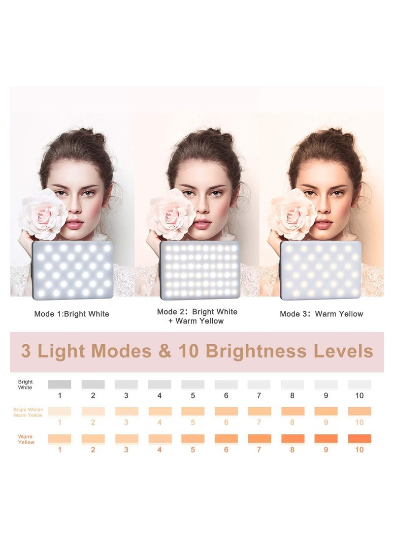 Newmowa - Newmowa 60 LED High Power Rechargeable Clip Fill Video Light with Front & Back Clip, Adjusted 3 Light Modes for Phone, iPhone, Android, iPad, Laptop, for Makeup, Selfie, Vlog, Video Conference - Image 1