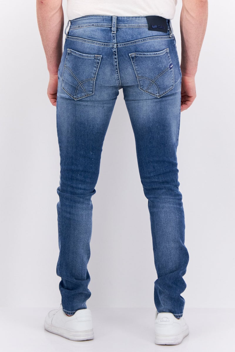 GAS Men  Regular Fit Washed Stretchable Jeans, Denim Blue - Image 2