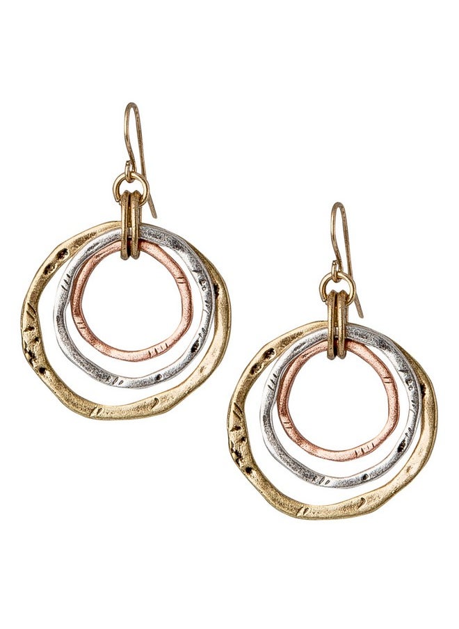 SPUNKYsoul - SPUNKYsoul Handmade 3 Circle Boho Antiqued 3 Tone Earrings Jewelry for Women - Image 1