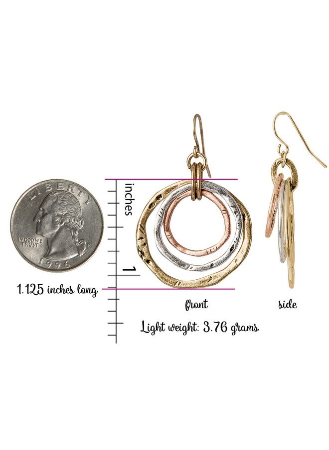 SPUNKYsoul - SPUNKYsoul Handmade 3 Circle Boho Antiqued 3 Tone Earrings Jewelry for Women - Image 1