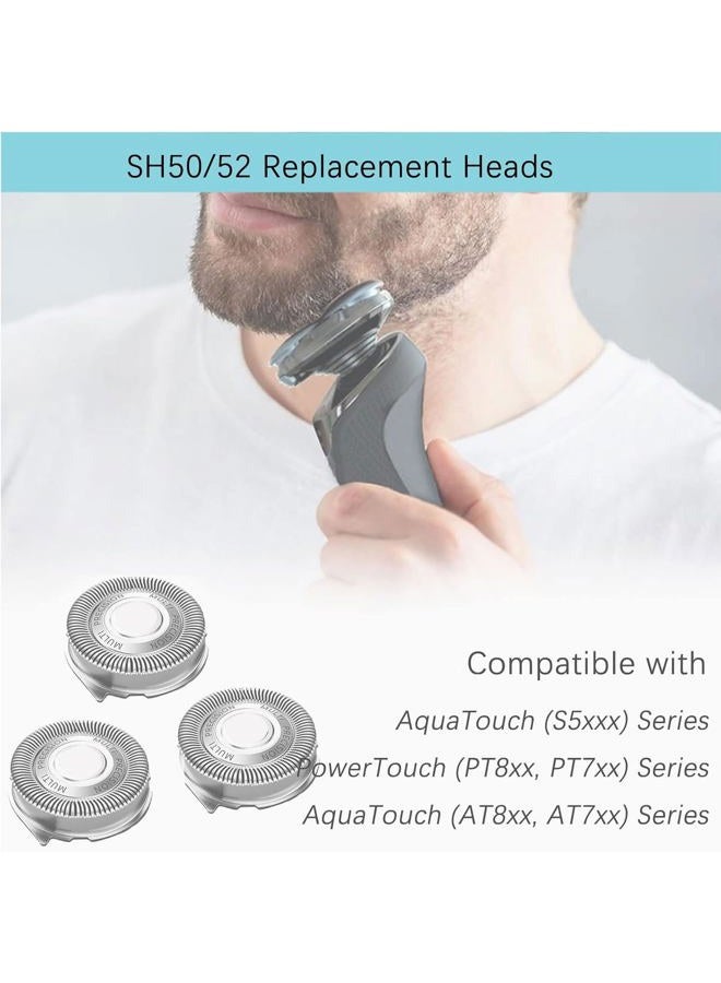 رؤوس استبدال SH50/52 تناسب ماكينة حلاقة فيليبس نوريلكو سلسلة 5000، أكواتش (S5xxx)، باور تاتش (PT8xx، PT7xx) وأكواتش (AT8xx، AT7xx)، شفرات استبدال SH50 الأصلية لسلسلة نوريلكو 5000 - Image 4