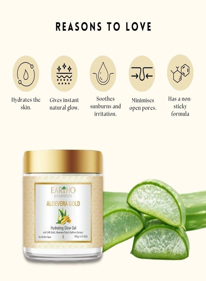 Eartho Essentials Aloevera Gold Hydrating Glow Gel With 24k Gold,Aloevera pulp & saffron extract 100g - Image 3