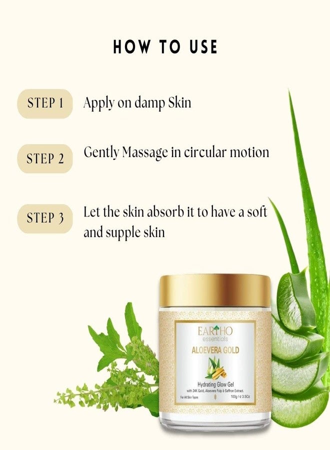 Eartho Essentials Aloevera Gold Hydrating Glow Gel With 24k Gold,Aloevera pulp & saffron extract 100g - Image 5