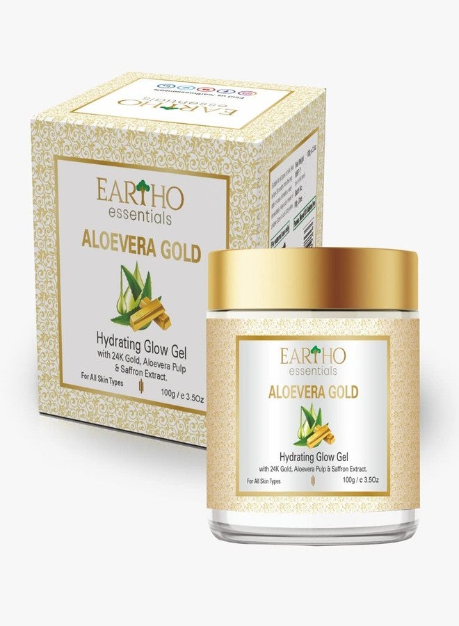Eartho Essentials Aloevera Gold Hydrating Glow Gel With 24k Gold,Aloevera pulp & saffron extract 100g - Image 1