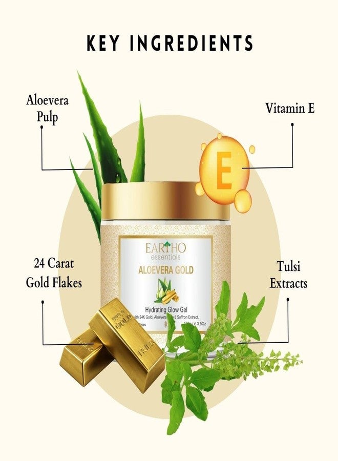 Eartho Essentials Aloevera Gold Hydrating Glow Gel With 24k Gold,Aloevera pulp & saffron extract 100g - Image 2